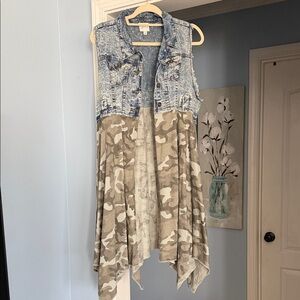 Sew In Love Denim and Camo Sleeveless Top